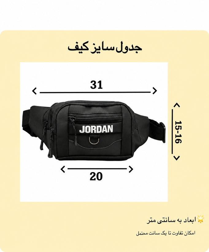 کیف کمری جردن مدل ۴ زیپ پارچه برزنتی ضد آب کد۱۲۲